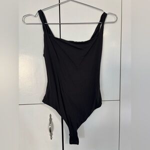SKIMS Black Scoop-Neck Thong Bodysuit